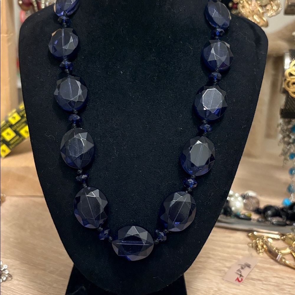 Dark purple facetted glass necklace